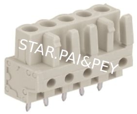 Female connector; with straight pins;with 2 locking latches; pin spacing 5 mm / 0.197 in