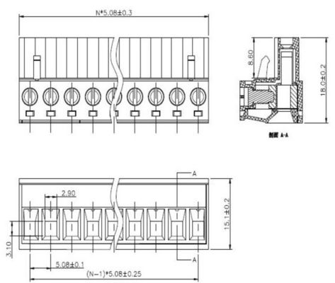 Plug-Terminal Block Head vertical connect wire Pitch:5.08mm / 0.2 in