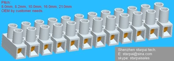 Feed Through Terminal block without protect spring plate | Pitch: 8.20mm | Part No.PA7 Case PA66,UL94V-0