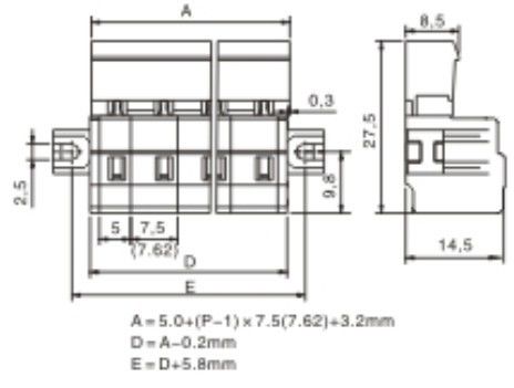 Spring-cage Clamp Terminal Male With Fixing Flange Pitch: 7.5mm/0. 295in