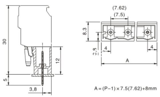 Male connectors with solder pins Pitch:  7.5mm/0. 295 in