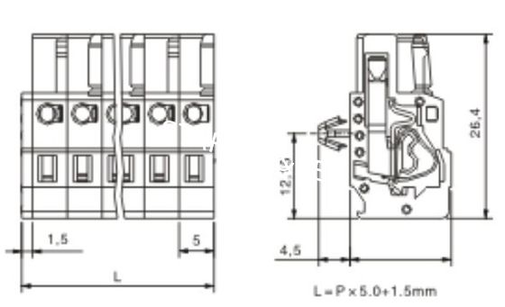 Spring-cage Clamp Terminal Female snap-in syle Pitch: 5.00mm/0.197 in