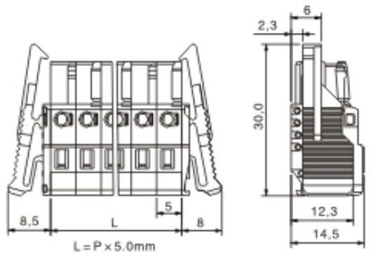 Spring-cage Clamp Terminal Female locking device Pitch: 5.00mm/0.197 in
