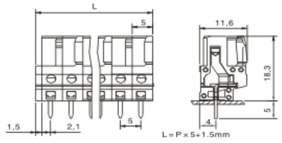 Female connector; with straight pins;with 2 locking latches; pin spacing 5 mm / 0.197 in
