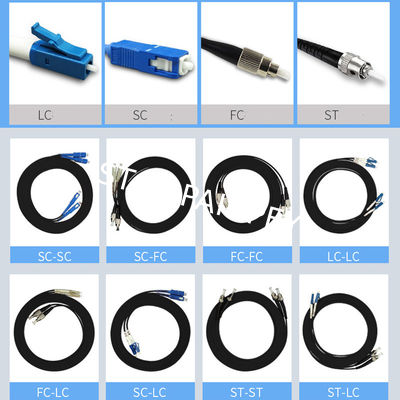 Outdoor Armored Fiber Optic Cable With FC SC LC ST Connector Assembled 30 to 1000 Meters
