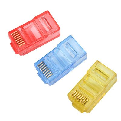 Multicolour RJ45 8P8C Modular Plug Cat5E Ethernet Cable Connector Gold Plated 30um