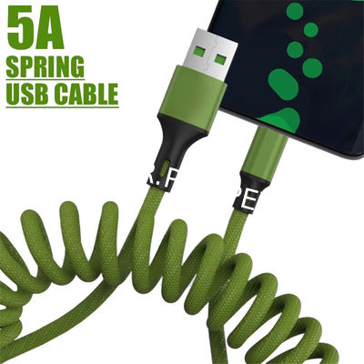 Fast Charge Cable USB Type C 5A Mechanical Keyboard Coiled Data Charger Cable Braided Cord
