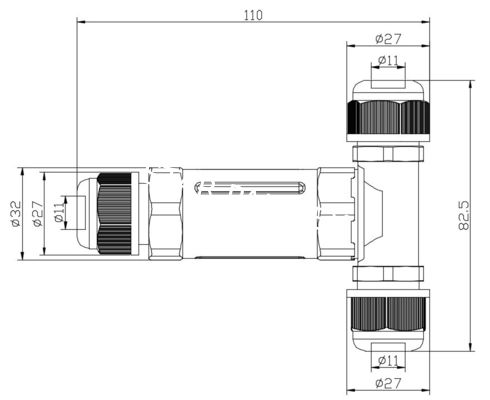 T Type 5 pin wire underwater connector electrical quick fast installation 5 ways IP68 waterproof connector
