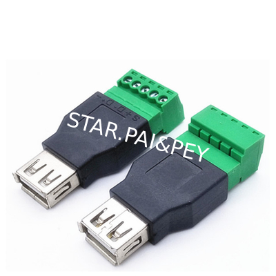 Bloque de terminales USB 2,0 de tornillo del USB 2,0 A un conector hembra al tipo de 5 terminales de Pin Screw Shield adaptador