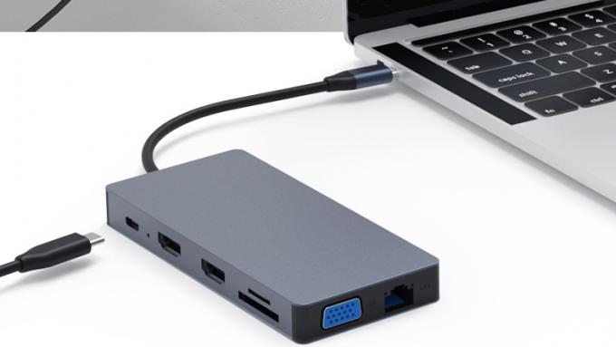 Tipo-c eje 12 en 1 paladio del conector 100w de Ethernet rj45 del convertidor del vga TVAD de 4k@30hz del lector de tarjetas SD del tf del eje 3,0 del usb 5gbps para el mA 2